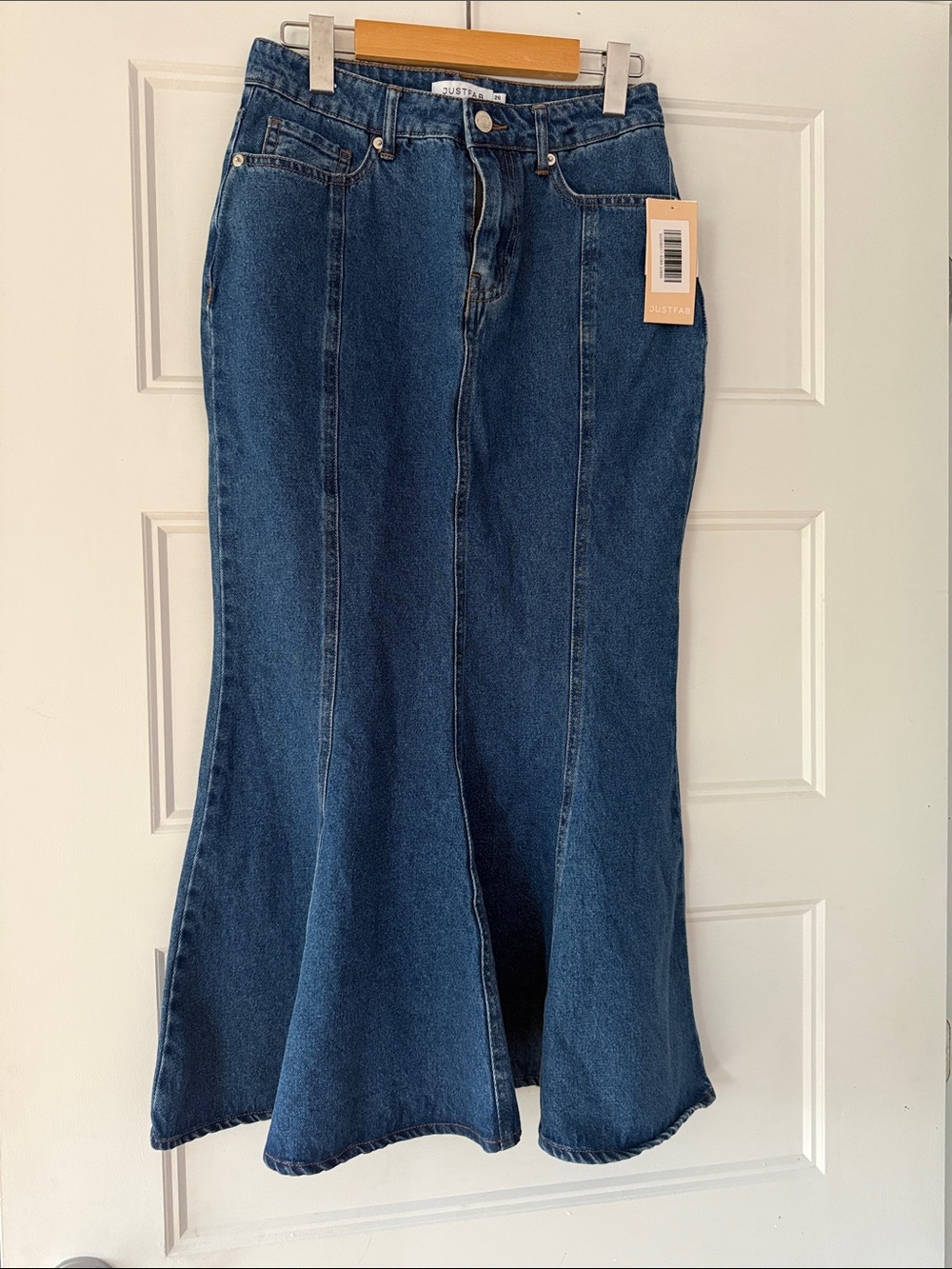 JustFab Dark Blue Denim Flare Jeans